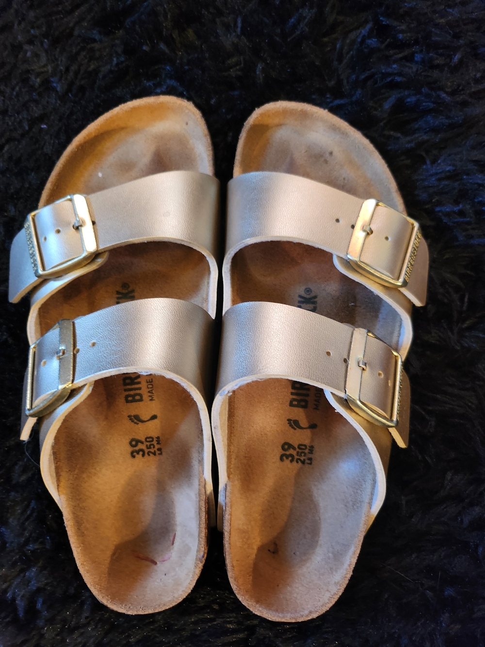 Birkenstock Women’s Two-Strap Metallic Gold Sandals - Picture 2 of 8